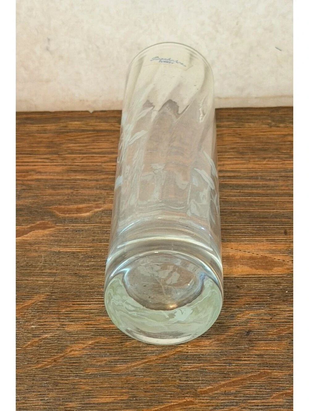 Vintage Pasabahce Turkey Etched Crystal Glass Bud Vase Floral Design